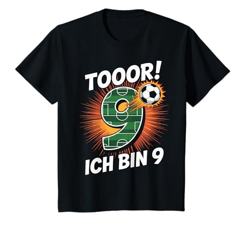 Kinder Toor Ich Bin 9 9.Geburtstag Fußball Junge 9 Jahre Cooles T-Shirt von 9. Geburtstag Junge Fußball Geschenkidee Tshirts