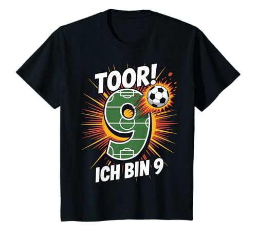 Kinder Toor Ich Bin 9 9.Geburtstag Fußball Junge 9 Jahre Cooles T-Shirt von 9. Geburtstag Junge Fußball Geschenkidee Tshirts