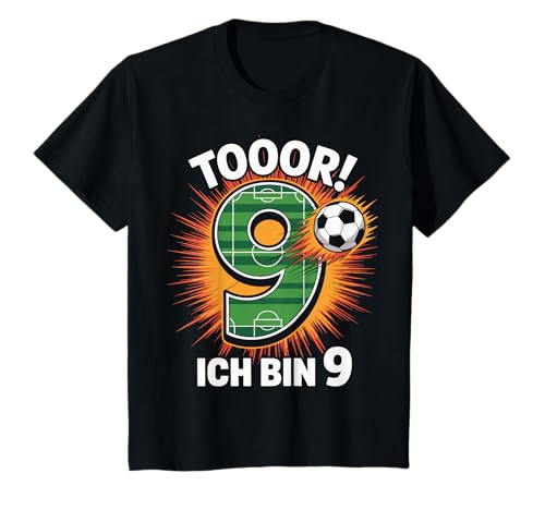 Kinder Toor Ich Bin 9 9.Geburtstag Fußball Junge 9 Jahre Cooles T-Shirt von 9. Geburtstag Junge Fußball Geschenkidee Tshirts