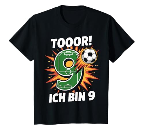 Kinder Toor Ich Bin 9 9.Geburtstag Fußball Junge 9 Jahre Cooles T-Shirt von 9. Geburtstag Junge Fußball Geschenkidee Tshirts