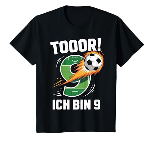 Kinder Toor Ich bin 9 9.Geburtstag Fußball Junge 9 Jahre Cooles T-Shirt von 9. Geburtstag Junge Fußball Geschenkidee Tshirts