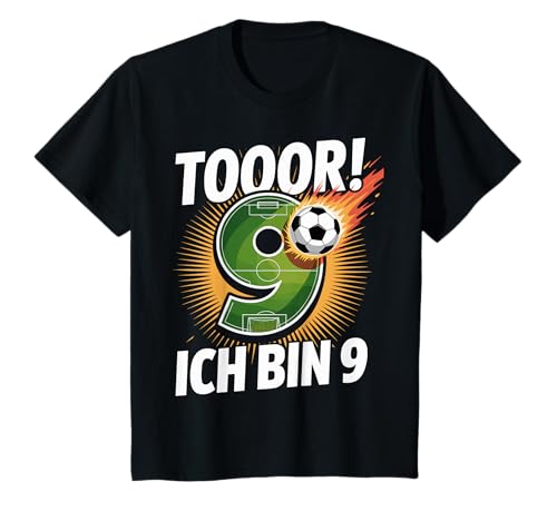 Kinder Toor Ich bin 9 9.Geburtstag Fußball Junge 9 Jahre Cooles T-Shirt von 9. Geburtstag Junge Fußball Geschenkidee Tshirts