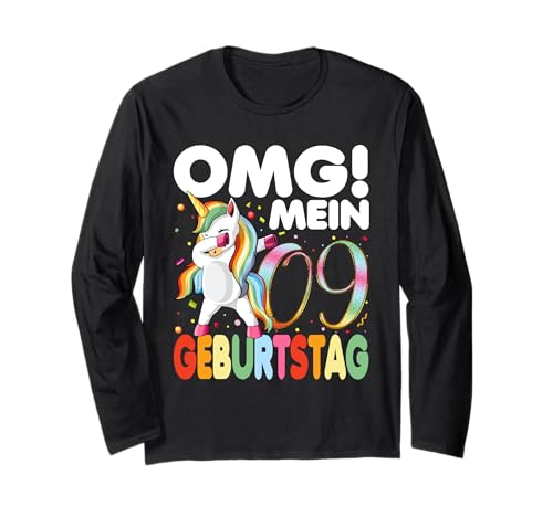 9. Geburtstag Mädchen 9-jahre 9 Jahre Einhorn Geschenk Langarmshirt von 9. Geburtstagsfeier-Outfit