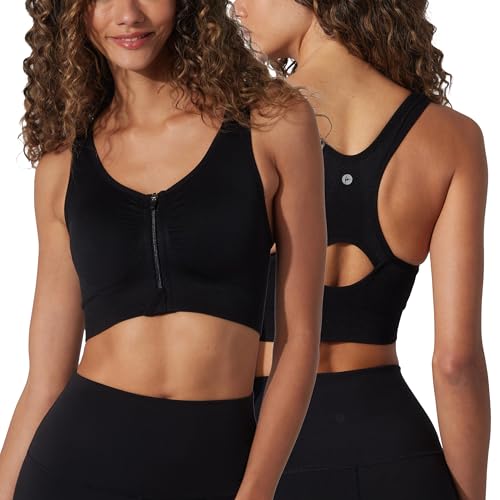 90 Degree By Reflex Damen 2er-Pack Schwangerschafts-Still-BH mit Reißverschluss vorne, nahtlos, nach Operationen, Sport-BH, Schwarz/Schwarz, X-Large von 90 Degree By Reflex