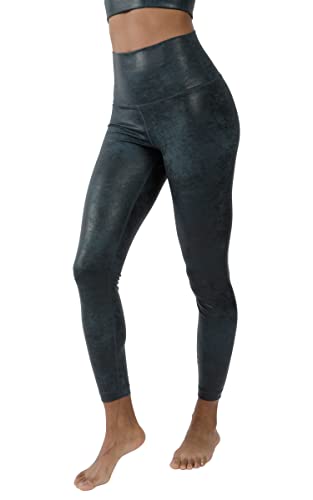 90 Degree By Reflex Damen-Leggings mit hoher Taille, kniebeugenfest, knöchellänge, bedruckte Leggings, Deep Teal Lux Elastic Free, X-Klein von 90 Degree By Reflex