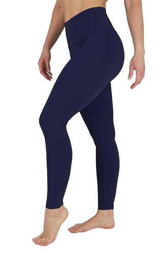 90 Degree By Reflex Hohe Taille Bauchkontrolle Kniebeugenfest 4-Wege-Stretch Workout Leggings, Dunkles Marineblau, X-Groß von 90 Degree By Reflex
