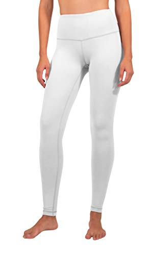 90 Degree By Reflex Hohe Taille Bauchkontrolle Kniebeugenfest 4-Wege-Stretch Workout Leggings, Weiss/opulenter Garten, S von 90 Degree By Reflex