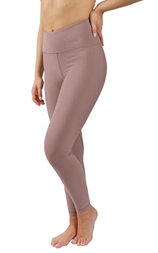 90 Degree By Reflex Interlink Gerippte hohe Crossover-Taille 7/8 Knöchel Leggings, Honey Glow, Groß von 90 Degree By Reflex