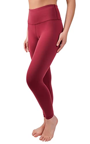 90 Degree By Reflex Knöchellange Hohe Taille Power Flex Leggings – 7/8 Bauchkontrolle Yogahose, Klassische gebrannte Himbeere, M von 90 Degree By Reflex