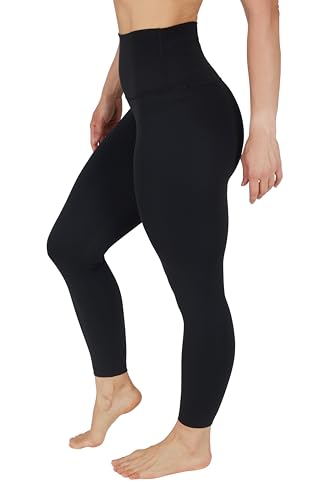90 Degree by Reflex Leggings mit hoher Taille, 7/8 Bauchkontrolle, Yoga-Workout-Hose, Absolute Black, S von 90 Degree By Reflex