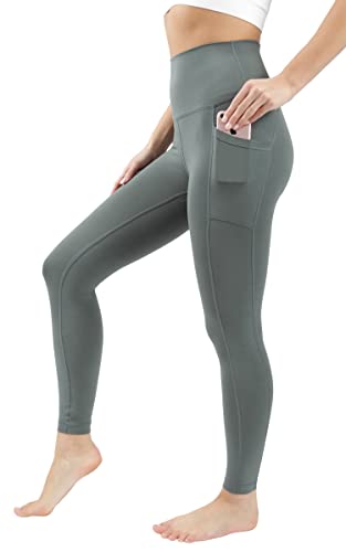 90 Degree By Reflex Kompressions-Leggings aus Baumwolle, hohe Taille, knöchellang, mit elastischem Bund, Dunkles Salbei mit Tasche, Mittel von 90 Degree By Reflex