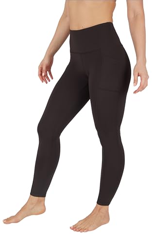 90 Degree By Reflex Leggings mit hoher Taille, mit Fleece gefüttert, mit Seitentasche – Yogahose, Chocolate Torte mit Fleece-Futter, S von 90 Degree By Reflex