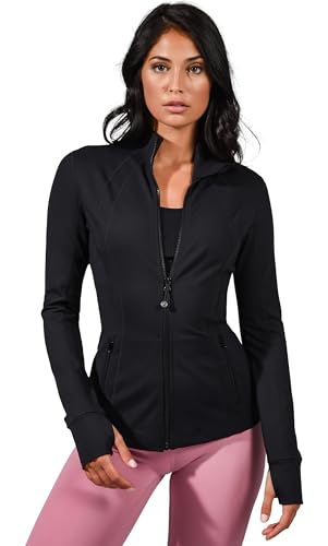 90 Degree By Reflex Leichte Damen-Laufjacke mit durchgehendem Reißverschluss - Schwarz - Medium von 90 Degree By Reflex