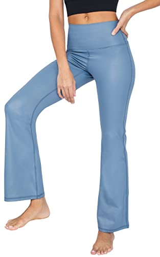 90 Degree By Reflex Yogahose aus Kunstleder mit ausgestelltem Bein – kniebeugensichere Interlink-Leggings mit V-Rücken, Bering Meer, M von 90 Degree By Reflex