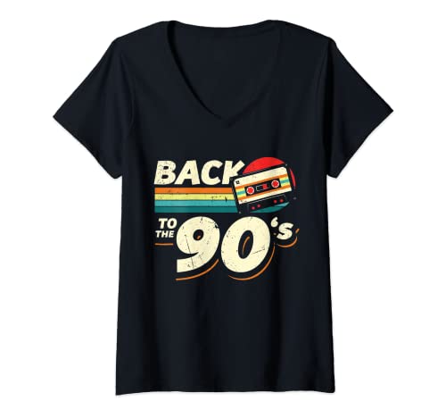 Damen 90er Jahre Outfit | Back to the 90s Retro Party Karneval T-Shirt mit V-Ausschnitt Damen 90er Jahre Outfit | Back to the 90s Retro Party Karneval T-Shirt mit V-Ausschnitt von 90 er Jahre MottoParty Geschenkideen Fasching