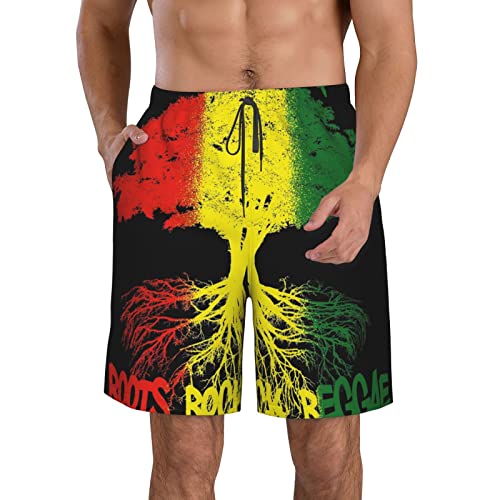 908 Herren Boardshorts Baum Im Rastafari-Reggae-Rasta-Stil Sporthose Lässige Freizeithose Sommer Kurze Hose L von 908