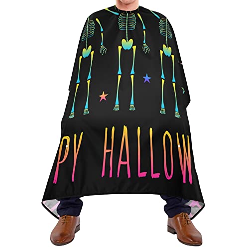 Frisörumhang Regenbogen-Halloween-Skelett Friseur Schneiden Umhang Wasserdichte Friseurumhänge Haar Einstellbar Haar Styling Cape Für Kinder Erwachsene Salon Haarschnitt 140X170Cm von 908