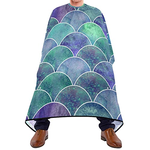 Haarschneideumhang Blaugrüner Meerjungfrau-Skalen-Musterdruck Frisörumhang Wasserdichte Haarschnitt Salon Cape Waschbar Hairdressing Cape Für Kinder Erwachsene Hair Design 140X170Cm von 908