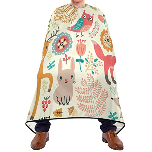 Hairdressing Cape Waldtier Fuchs Pflanze Haar Styling Cape Wasserdichte Haircut Barber Cape Einstellbar Frisierumhang Für Erwachsene Haar Styling Kinder 140X170Cm von 908