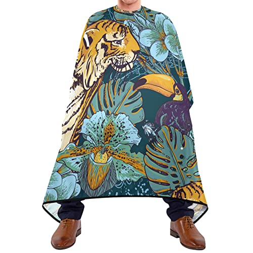 Salon Umhang Tropischer Blumen-Tiger-Vogel Friseur Schneiden Umhang Atmungsaktiv Barber Cape Waschbar Frisörumhang Für Kinder Haar Styling Hair Design 140X170Cm von 908