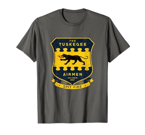 Tuskegee 332nd Fighter Group Red Tails WW2 P51 Mustang Patch T-Shirt von 909 Apparel