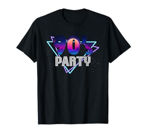 90er Jahre Geschenke 90s Party T-Shirt für Männer Schwarz Klein Klassische Passform Crew-Kragen Halbarm Retro 90s Party von 90er Jahre Geschenke