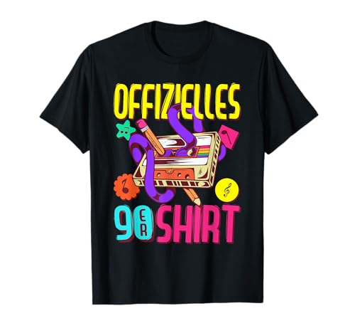 90er Jahre Outfit Damen Herren Mottoparty | Offizielles 90er T-Shirt von 90er Jahre Kostüm & 90er Jahre Party Geschenke