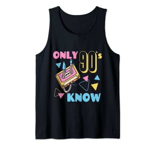 Neunziger Jahre Outfit Frauen Accessoires Geschenk Damen 90s Motto Party Kostüm Oberteil Tank Top Schwarz S EU Klein Klassische Passform Ärmellos Disco Party von Neunziger Jahre Outfit Frauen Accessoires Geschenk