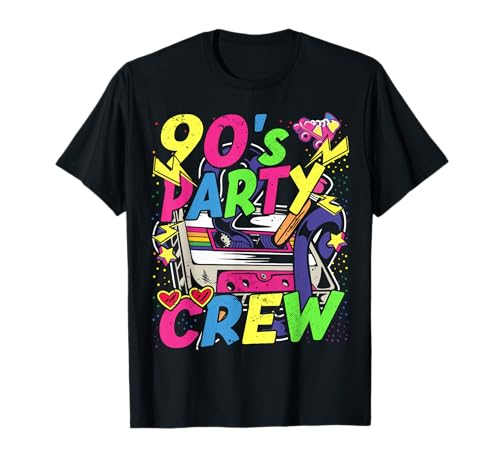 90er Jahre Outfit Party Crew Mottoparty Kostüm Damen Herren T-Shirt von 90er Karneval Kostüm Fasching 90s Party Team