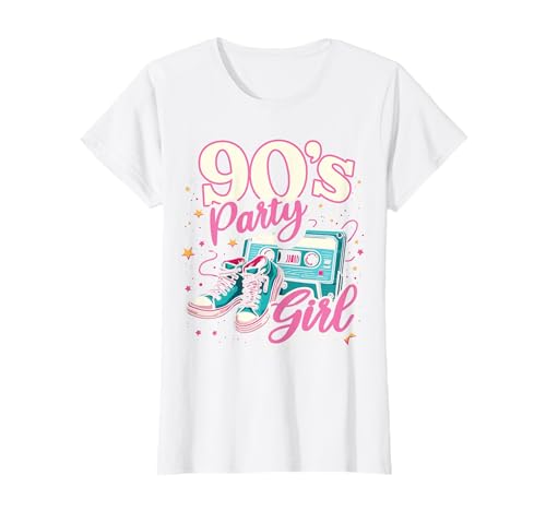 90s Party Girl Retro 90er Damen Mädchen Mottoparty Tanzen T-Shirt von 90s Party Girl Damen Retro Frauen 90er Mottoparty