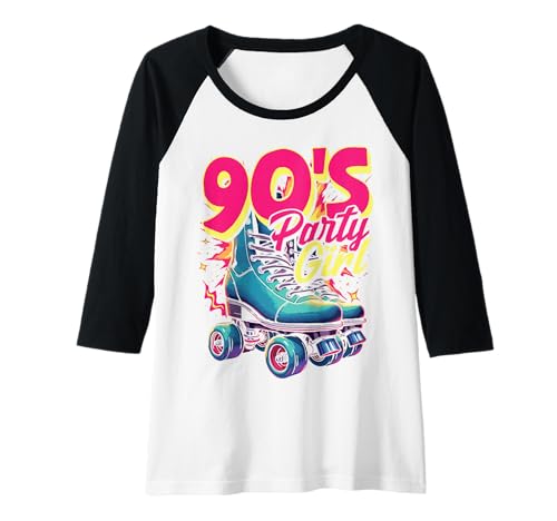 Damen 90s Party Girl Retro 90er Damen Mädchen Mottoparty Tanzen Raglan von 90s Party Girl Damen Retro Frauen 90er Mottoparty