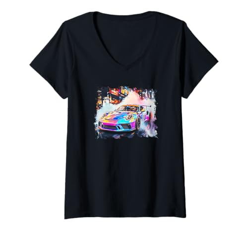 Damen 911 GT3 RS Deutscher Sportwagen T-Shirt mit V-Ausschnitt Damen 911 GT3 RS Deutscher Sportwagen T-Shirt mit V-Ausschnitt von 911 German Sports Car