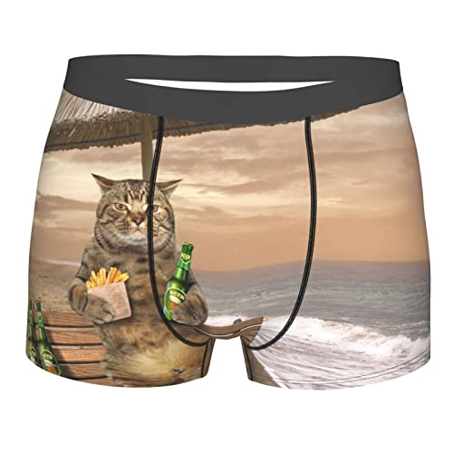 917 Boxer Short Unterhose Lustiges Katzen-Strand-Berufungs-Bier Men Unterwäsche Soft Short Unterhose Mikrofaser Men Retroshorts Für Liebhaber, Junge, Man L von 917