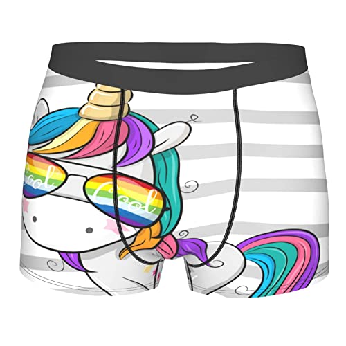 917 Männer Unterhosen Lustige Bunte Einhorn-Regenbogen-Glas-Streifen Unterhosen Männer Bequeme Boxershorts Herren Classic Boxershorts Boxer Für Vater, Junge, Geschenk L von 917