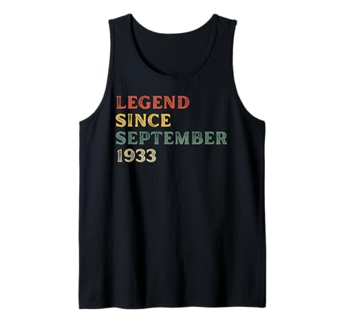 Legende 1933 92. Geburtstag Geschenke für Männer Frauen 92 Jahre alt Tank Top von 92 Yr Old Bday Gift Idea Store