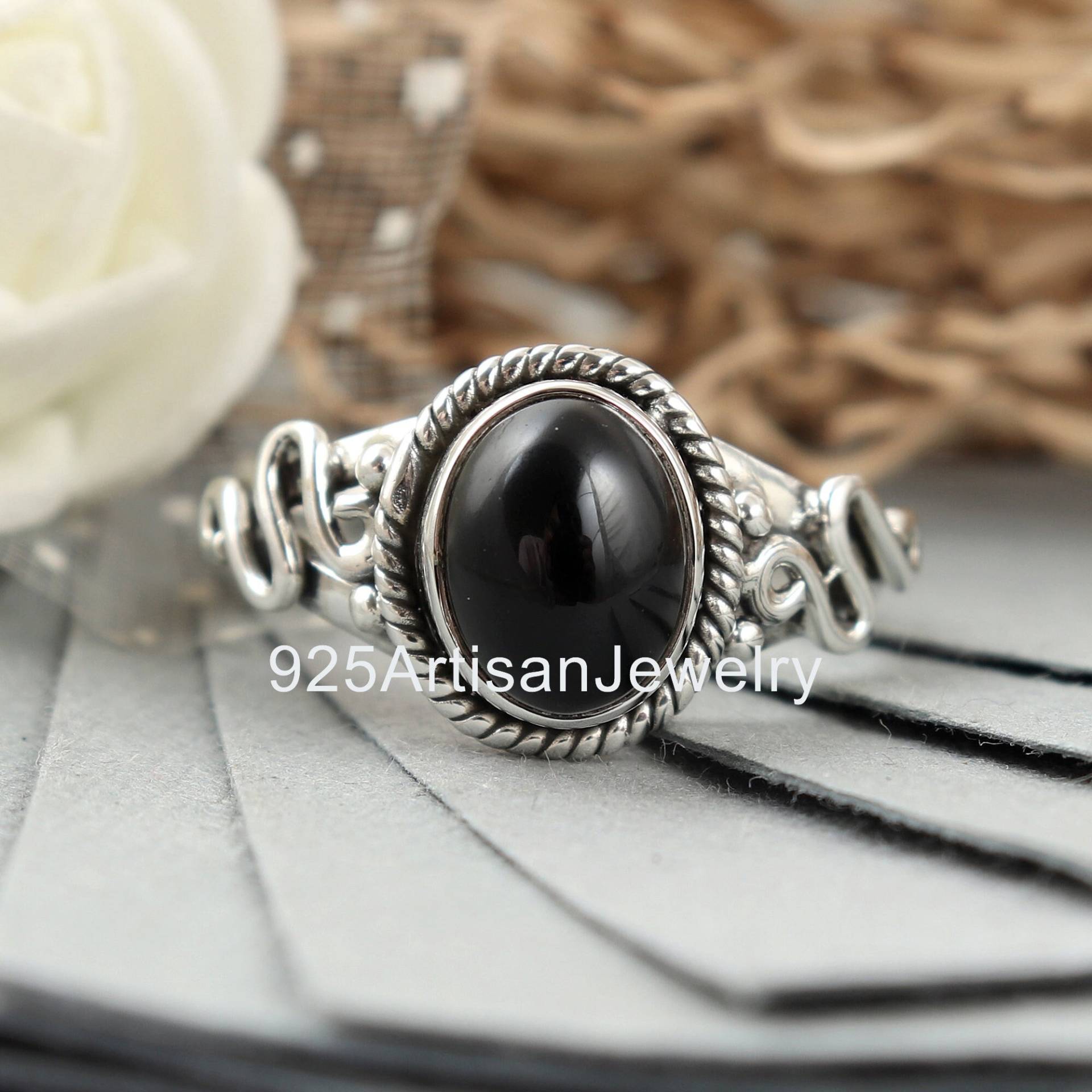 925 Sterling Silber Onyx Oval Form Edelstein Ring - Handgemachter Designer Stein Geschenk Für Frauen Etsy Cyber 2021 von 925ArtisanJewelry