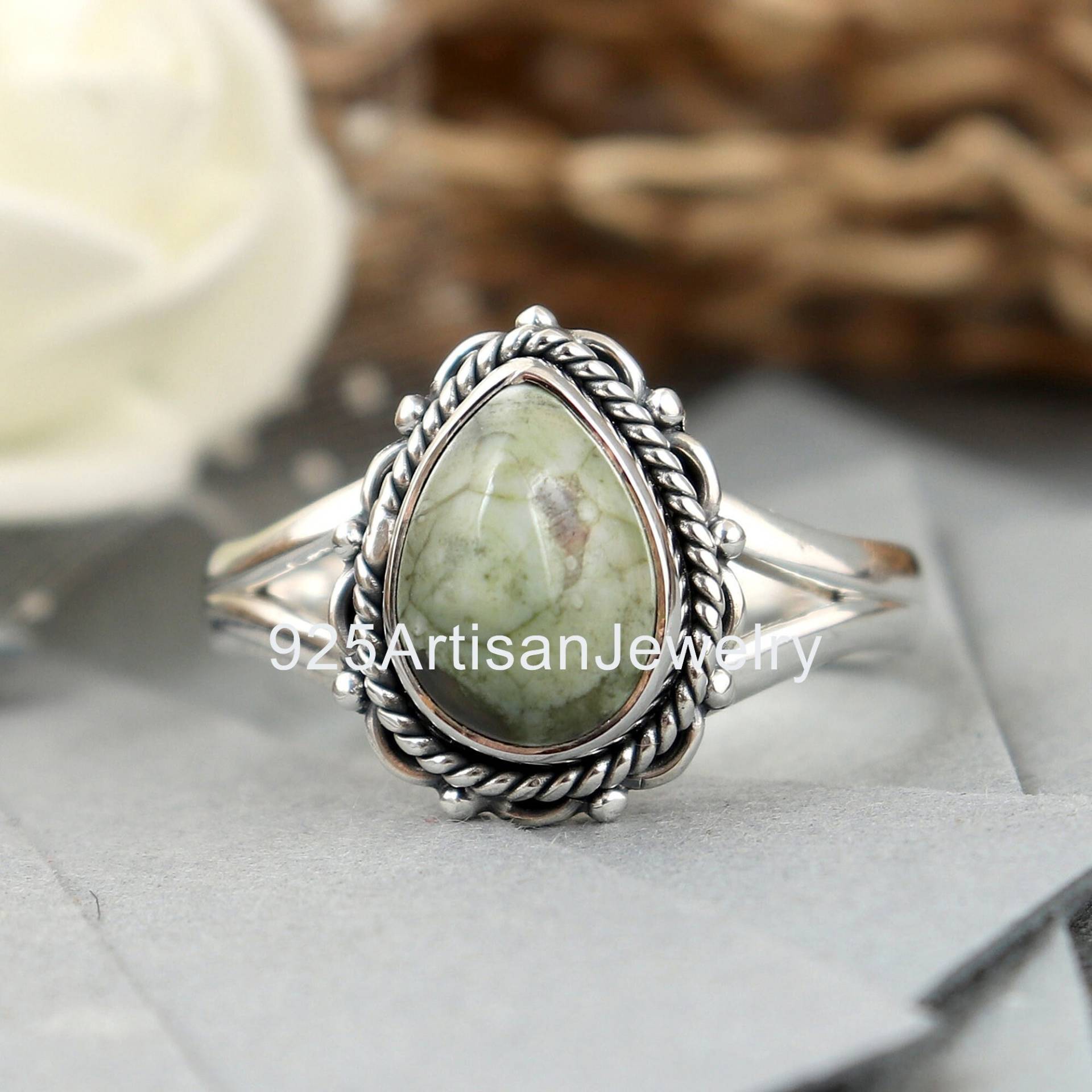 Top Angebot Regenwald Jaspis Ring, Edelstein Handgemachter 925Er Silber Stein Frauen Geschenk Für Ihren Ring von 925ArtisanJewelry