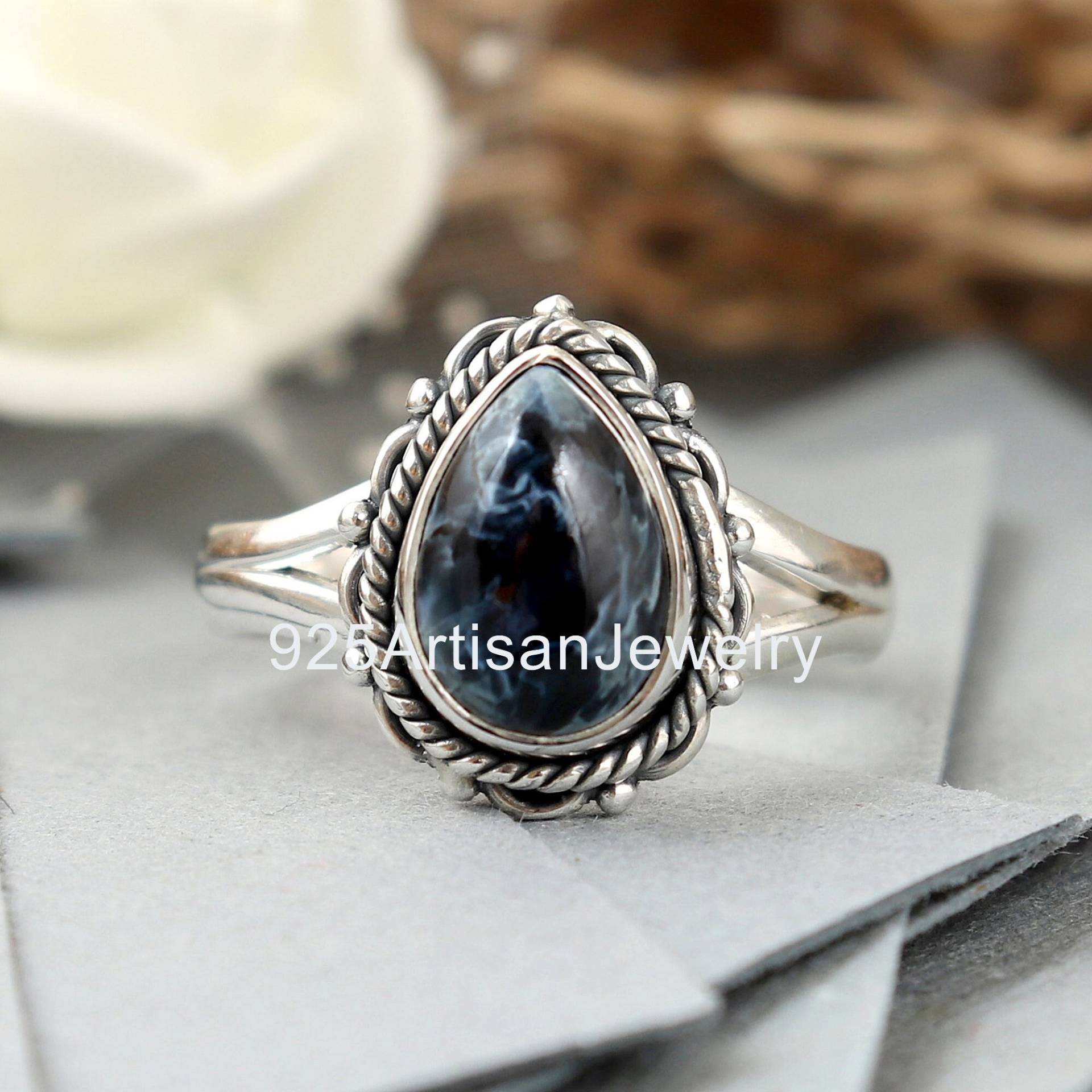 Natürlicher Pietersit Ring, Edelstein 925 Silber Designer Schmuck, Boho Statement Ringe, Frauen Ring von 925ArtisanJewelry