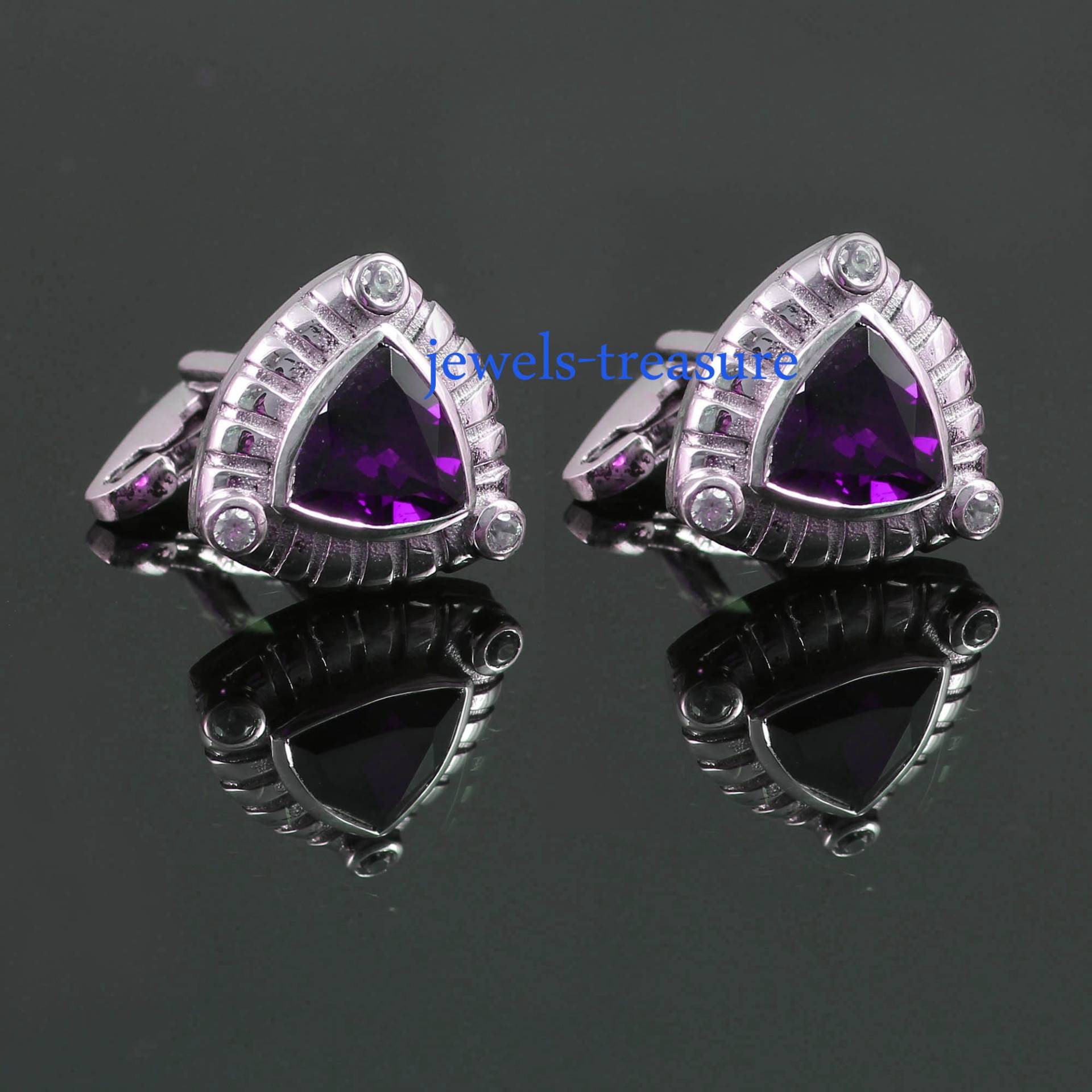 Amethyst Manschettenknöpfe, Silber Manschettenknöpfe Für Männer, Verlobungsmanschettenknöpfe, Geburtsstein Hochzeit Jahrestagsgeschenk von 925Jewelstreasure