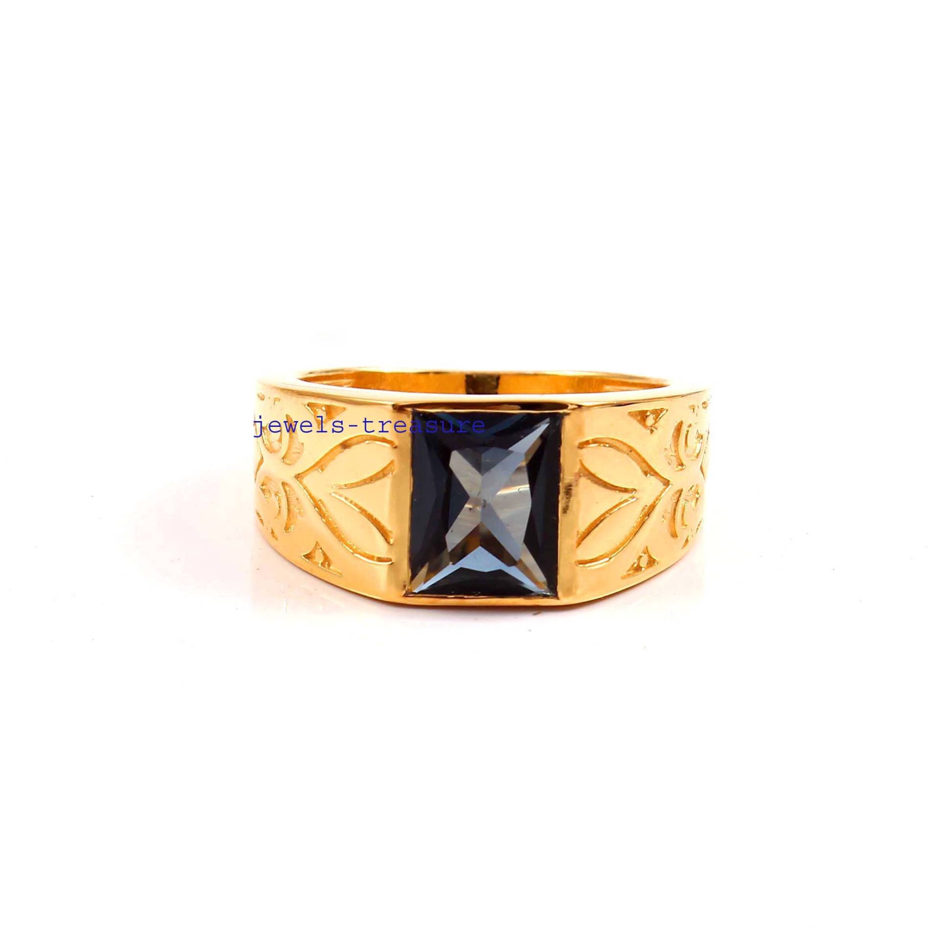 Blauer Topas Ring, Londoner Ehering, Art Deco Handgemachter Männer Geburtsstein Verlobungsring, Geschenk Ring von 925Jewelstreasure