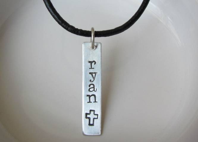 Handgestempelte Halskette - Personalisierter Schmuck Für Ihn Mein Sohn Konfirmationsgeschenk Erstkommunion Geschenk Jungen von 925RADIANCE