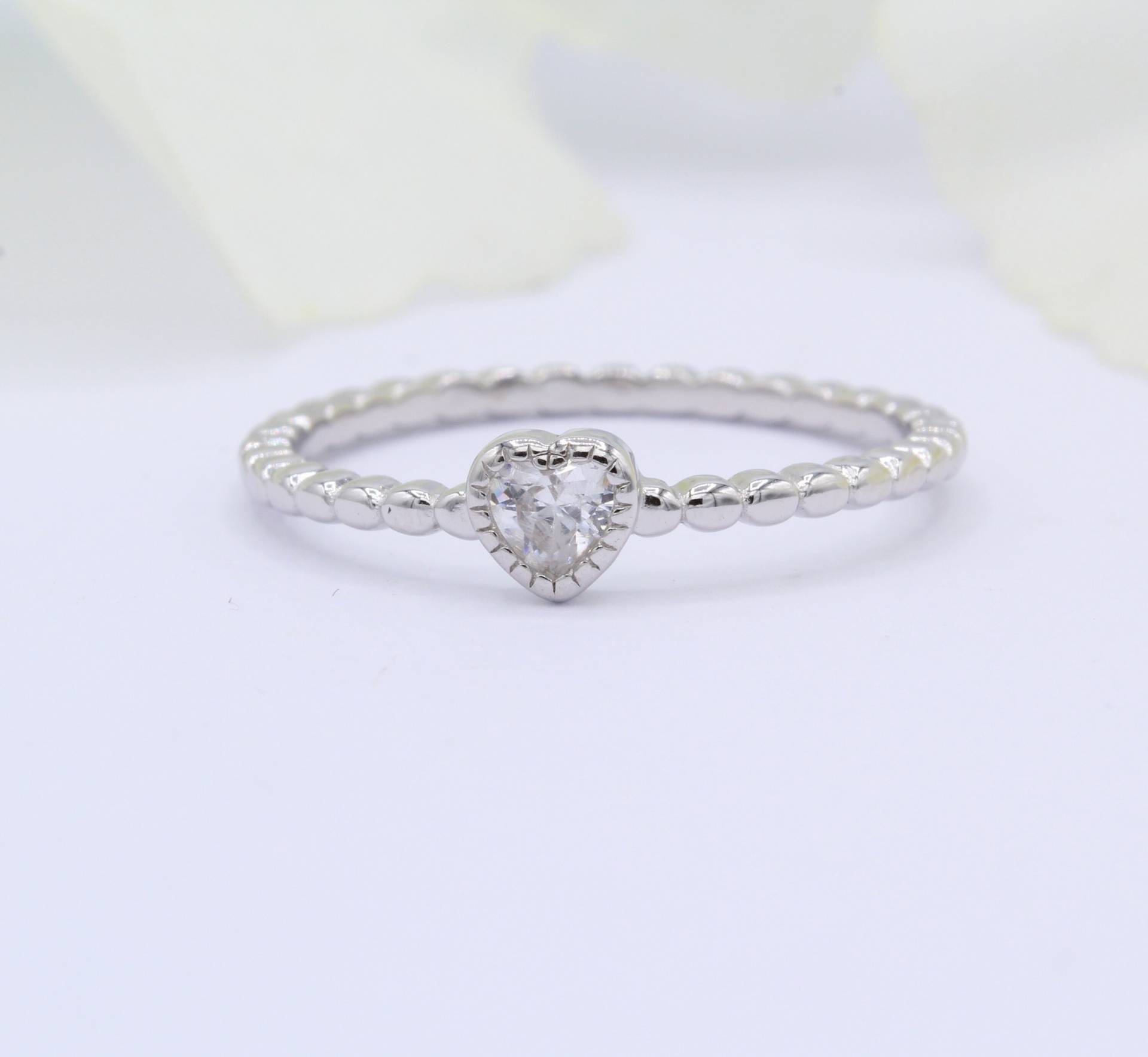 Zierlicher Zierlicher Perlenherz Art Deco Hochzeit Verlobung Braut Versprechen Ring Diamant Simuliert 925 Sterling Silber Daumen Herz von 925SilverBridal