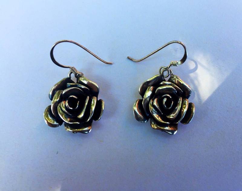 Ohrringe Rose Blumen Sterling Silber Drop von 925Strand