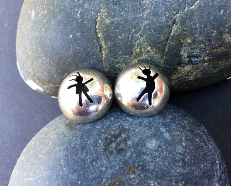 Ohrringe Sterling Silber Moab Mann Und Frau Hohl Box Open Cut Dome Vintage Ohrstecker von 925Strand