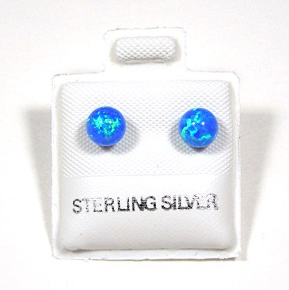 5 Mm Runde Ohrstecker Aus Echtem 925Er Sterlingsilber Mit Blauem Feueropal von 925usa