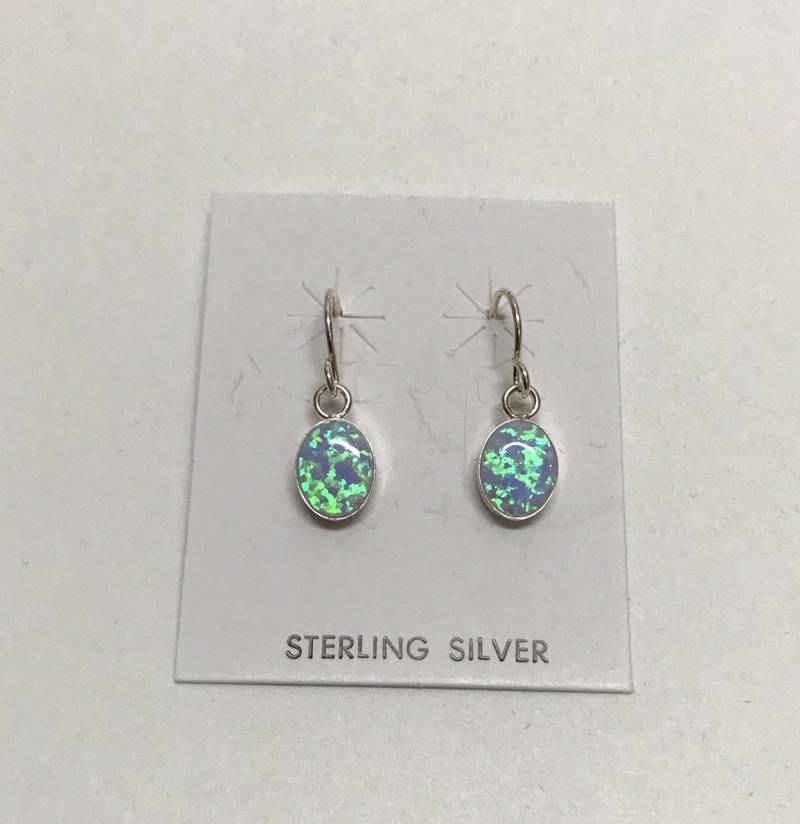 7x9mm Blue Fire Opal Echte 925 Sterling Silber Ohrhänger - Made in Usa von 925usa