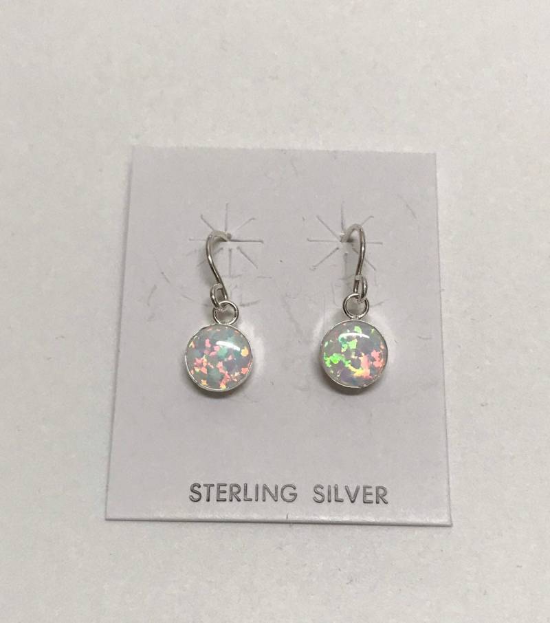 8 Mm Runde Weiße Feueropal Echte 925 Sterling Silber Ohrringe - Made in Den Usa von 925usa