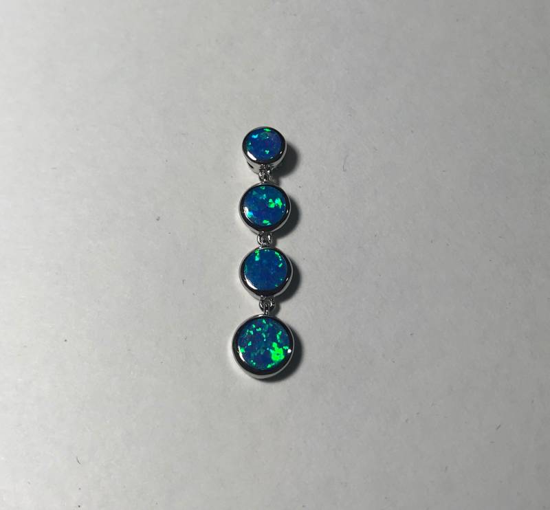 Blauer Feuer Opal Massiv 925 Sterling Silber Anhänger Halskette. Kostenlose 18" Silberkette von 925usa