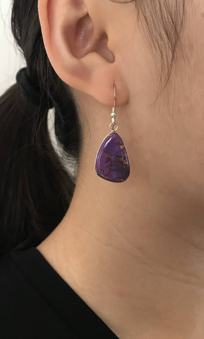 Echte Lila Türkis & 925 Sterling Silber Baumseider Ohrringe. Kostenloser Versand in Usa von 925usa