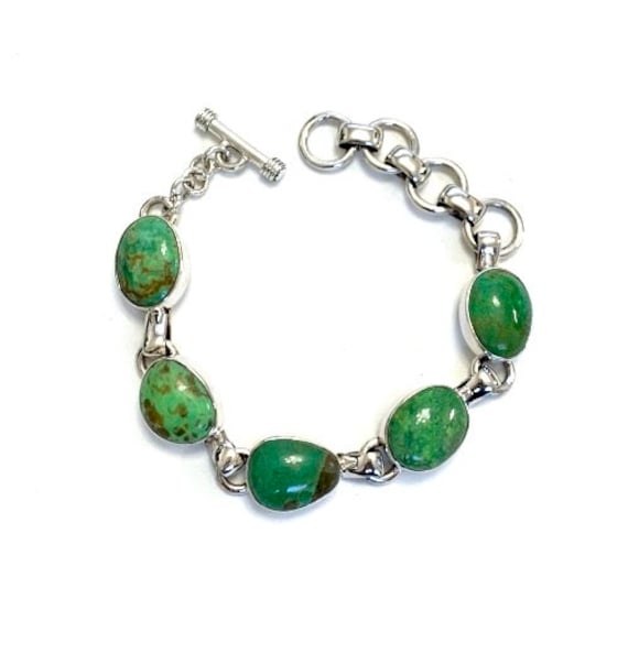 Hochwertiges Echtes Carico Lake Türkis 925 Sterling Silber Gliederarmband 6, 5 - 8, 5 "' Lang. Verstellbar von 925usa